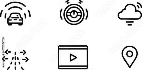 Modern Car Technology Icons Set