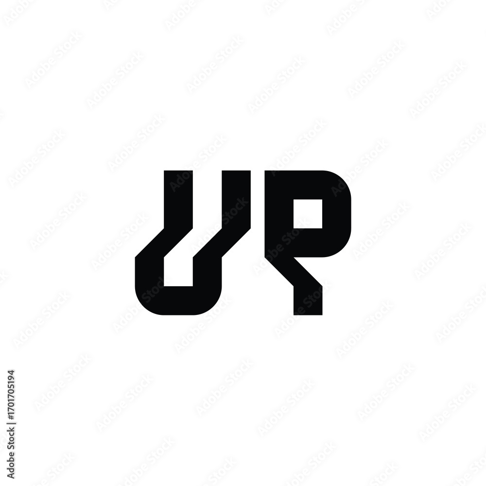 Obraz premium UP monogram logo design letter text name symbol monochrome logotype alphabet character simple logo