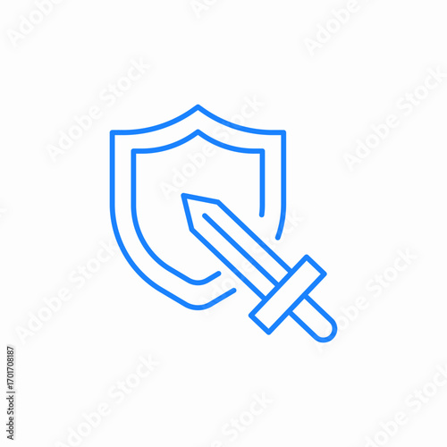 shield sword protection icon sign vector