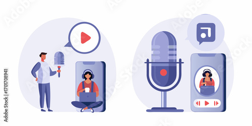 Podcast and audio content creation with microphones and mobile devices