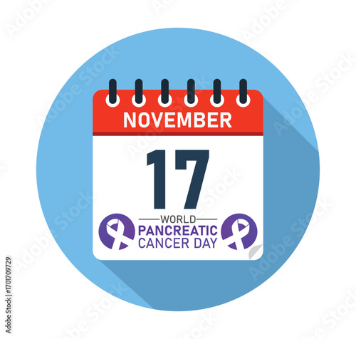 World Pancreatic Cancer Day November 17 Calendar Graphic Design. banner for social media post. Vector Illustration