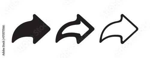 Right Arrow Icon Set — Bold, Outline, Thin Designs