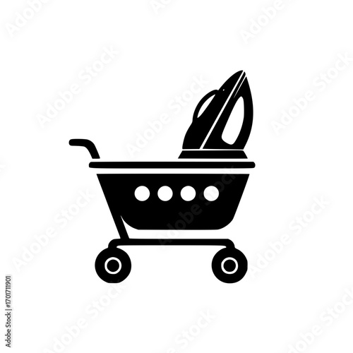 Ecommerce shopping cart design featuring clothes iron icon for household appliance and shopping