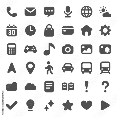 Flat UI Icon Set – 36 Basic Web and Mobile App Symbols