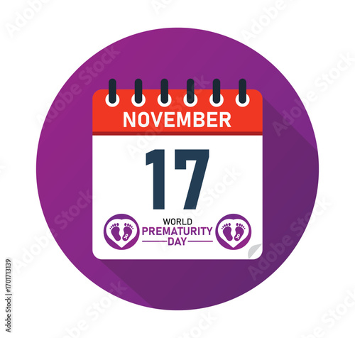 World Prematurity Day November 17 Calendar Graphic Design. banner for social media post. Vector Illustration