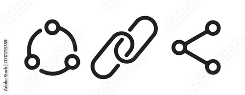 Modern Line Icons for Social Engagement and Content Access