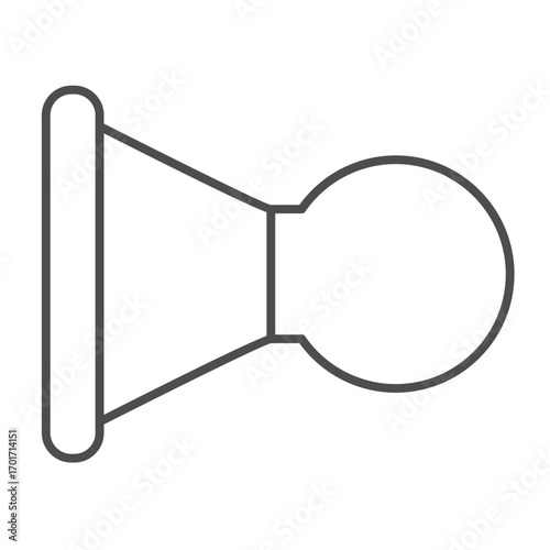 Car horn for sound signals at road ride thin line icon, driver license concept. Vector graphics. Classic signal loudspeaker sign on white background, outline style icon for mobile or web design.