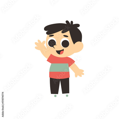 illustration of a little man waving his hand