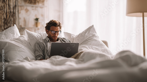 Working on a Laptop in Bed