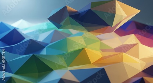 Abstract geometric landscape with vibrant color gradients for modern backgrounds and presentations