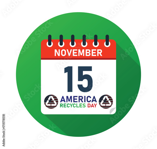 America Recycles Day November 15 Calendar Graphic Design. banner for social media post. Vector Illustration