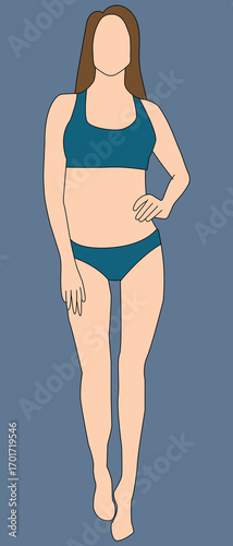 A Woman in Bikini on a Blue Background