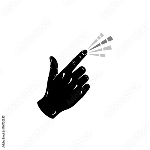Black hand finger pointing and triggering action