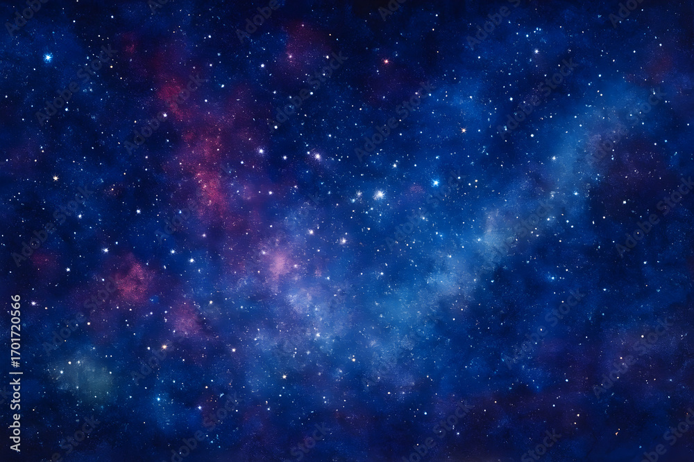 Naklejka premium Starry Night Sky with Galaxy and Nebula – Cosmic Space Background Illustration