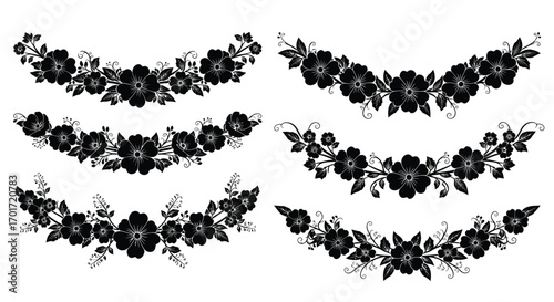 Ornate floral borders and swirls decorative flourishes for elegant designs vector