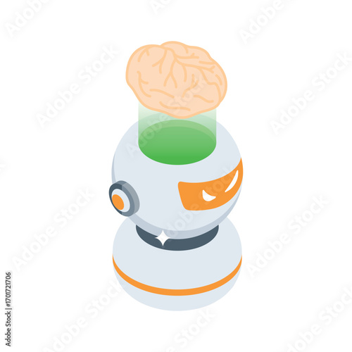 Easy to use isometric style icon of intelligence bot