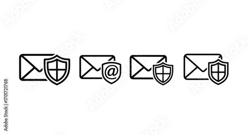 Secure email communication concept envelope shield icons for data protection and privacy vector