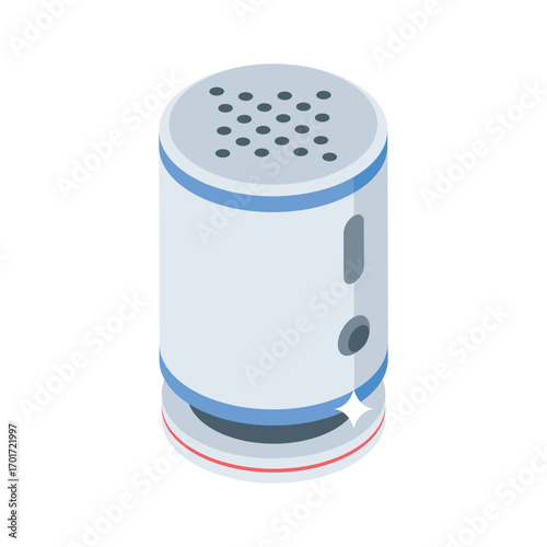 Trendy isometric style icon of smart home speaker system