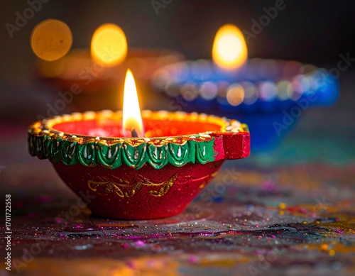 Indian festival happy diwali oil lamp or diya