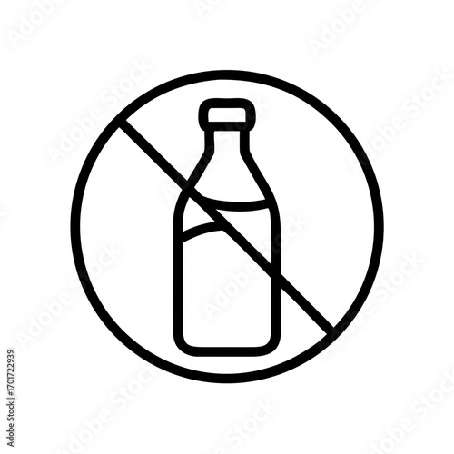 No milk allowed symbol in minimalist line art style  