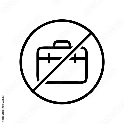 Icon depicting no briefcase symbol in minimalist style  