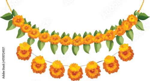 Decorative festive floral garland vector illustration for celebrations and events