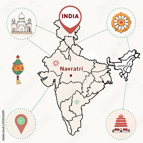 Discover India's rich culture and iconic landmarks, celebrating the vibrant Navratri festival spirit