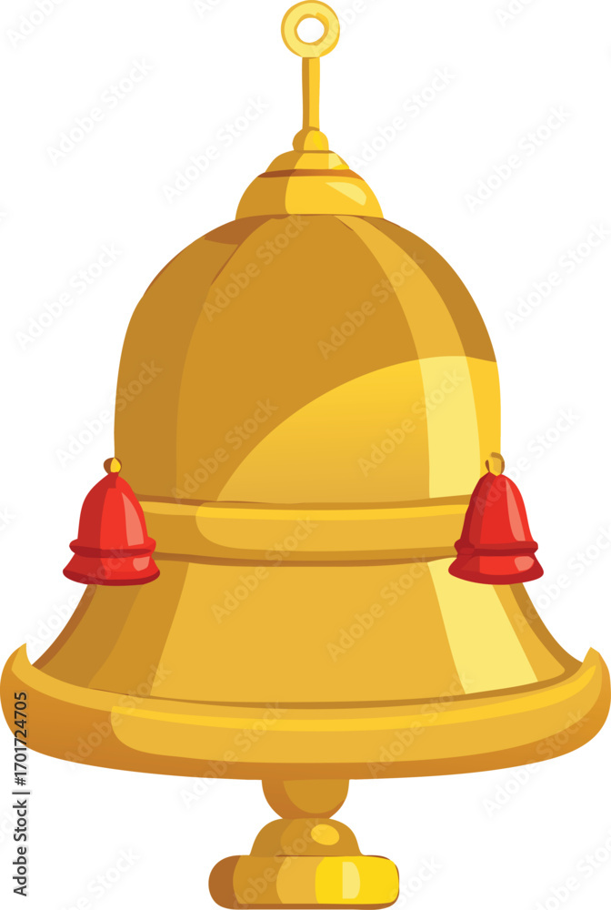 Naklejka premium Golden traditional temple bell vector illustration scalable graphic design