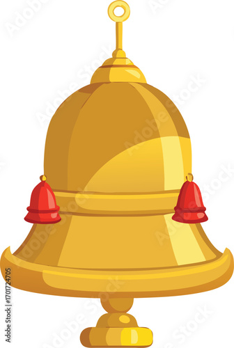Golden traditional temple bell vector illustration scalable graphic design