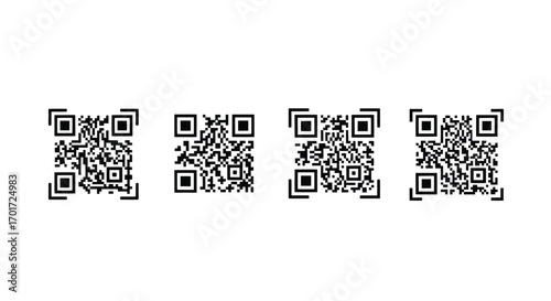 Four qr codes arranged horizontally for digital information access and connectivity vector