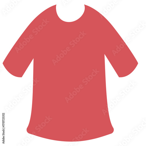 Red short-sleeve t-shirt with white hem, simple casual clothing illustration perfect for fashion or character designs.

