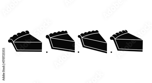 Four slices of pie displayed in a row delicious dessert food photography vector