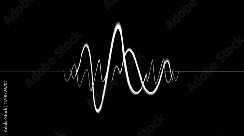 minimalist white line art of a classic reggae 'one drop' drum and bass waveform