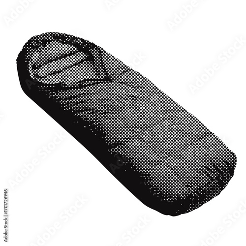 Camping sleeping bag halftone grunge vector design element