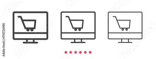 Online shopping icon. Thin line icon vector