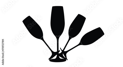 Elegant champagne flutes arranged in a festive bunch for celebrations and events vector