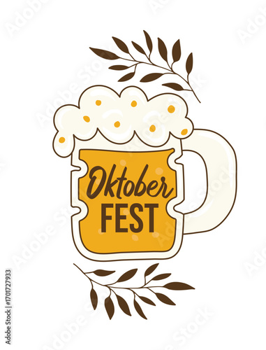 Oktoberfest sticker set. Stickers with beer signs and beer inscriptions. Golden drink. Traditional beer festival. Beer holiday. Vector illustration.