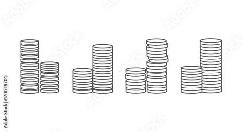 Stacks of coins showing financial growth and investment concepts in a clean artistic style vector