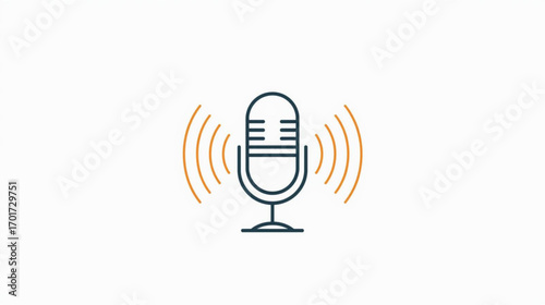 Vector graphic of a retro microphone, a symbol for audio, voice recording, podcasts, and broadcasting on a white background