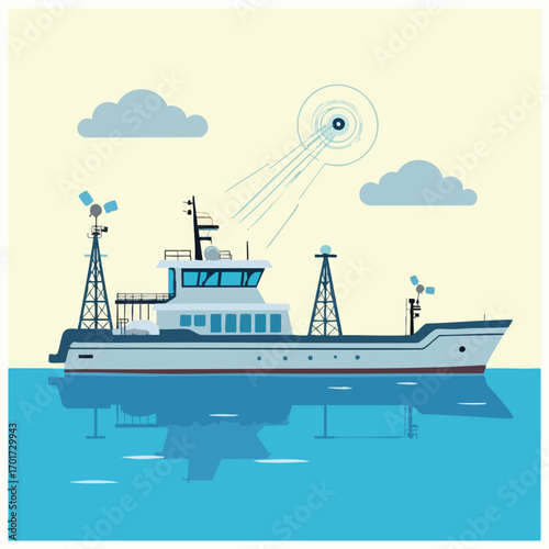Flat maritime vector pack with port city skyline, Arctic shipping scene, nautical charts, ocean weather icons, ship interiors, and maritime timeline designs for World Maritime Day