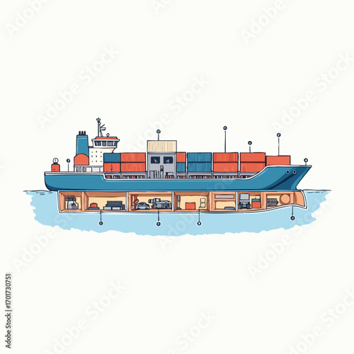 Flat maritime vector pack with port city skyline, Arctic shipping scene, nautical charts, ocean weather icons, ship interiors, and maritime timeline designs for World Maritime Day