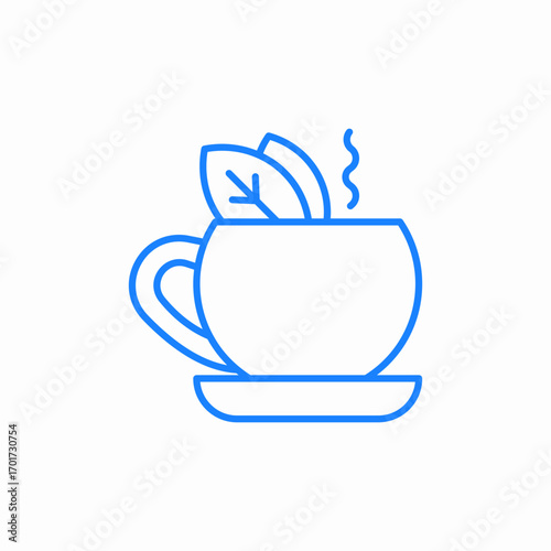 tea cup leaves icon sign vector