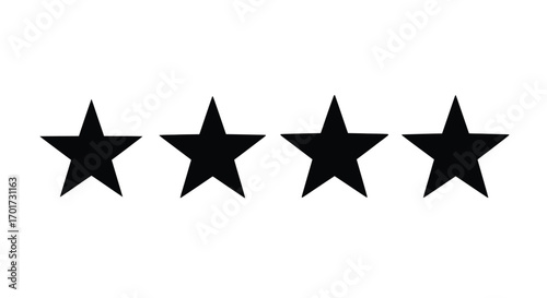 Four star rating system icons showing excellent customer satisfaction and quality vector