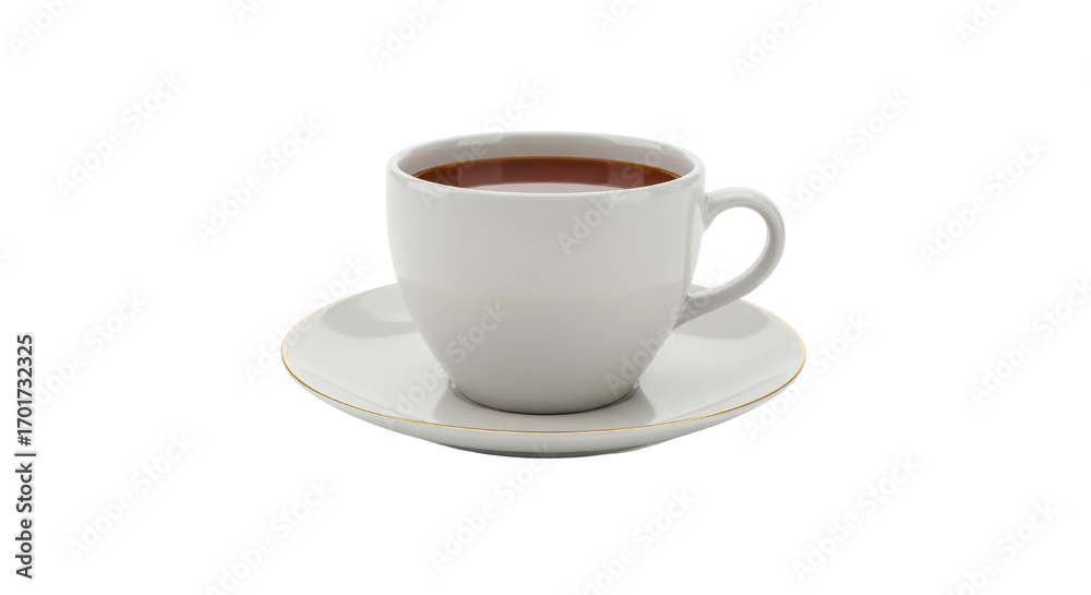 Obraz premium Coffee cup with saucer on white background, isolated, transparent background, no background