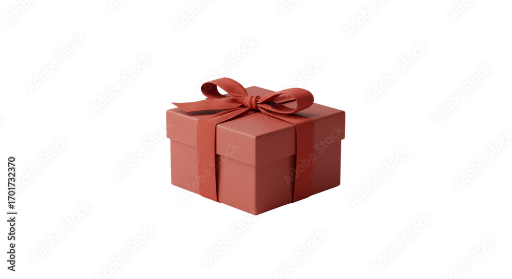 Obraz premium Red gift box with ribbon on isolated, transparent background, no background 