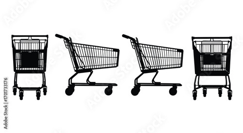 Multiple shopping cart views for retail and online commerce design elements vector