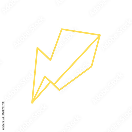 Free Download Minimalist yellow lightning bolt outline on a white background. - GFXLoad