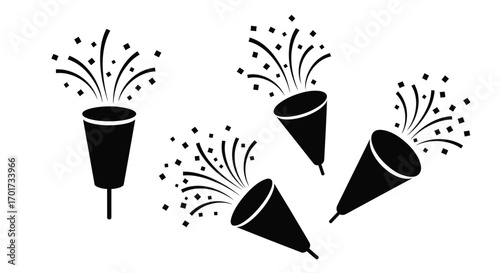 Exploding party poppers unleashing confetti and celebration streamers for festive occasions vector