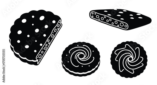 Collection of delicious baked goods and cookies isolated for culinary design and food concepts vector