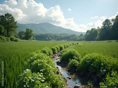 Corporate ecosystem restoration project launch in degraded landscape, in the mountains